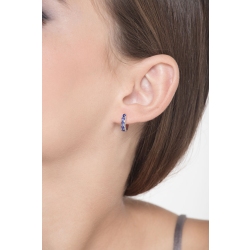 Boucles d'oreilles créoles en or blanc 18k avec saphirs bleus 2