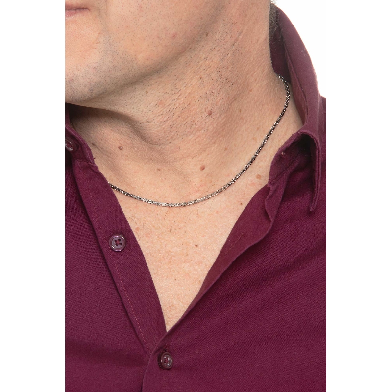 Collier en or blanc 18k à maille byzantine design cm 40