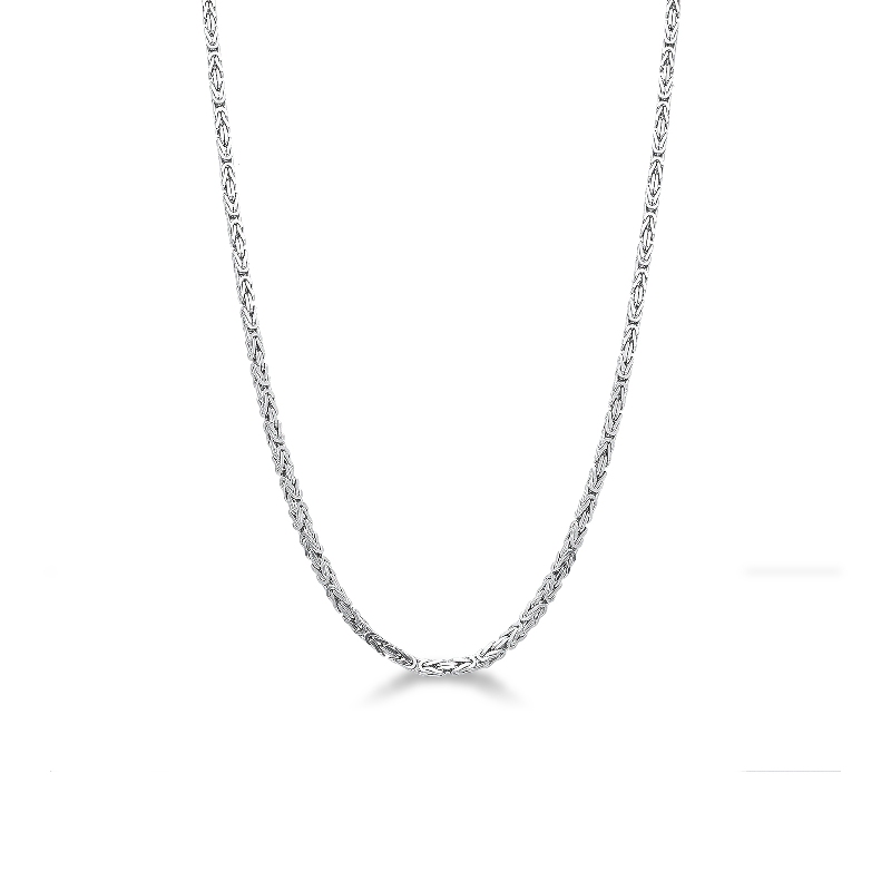 Collier en or blanc 18k à maille byzantine design cm 40