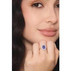 Bague halo en or blanc 18k avec tanzanite et diamants 2