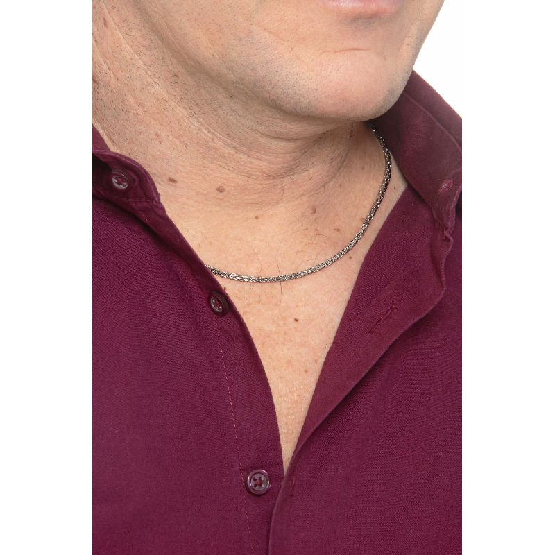 Collier en or blanc 18k à maillons byzantins