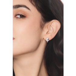 Boucles d’oreilles pavé ovale en or blanc, saphir et diamants 2