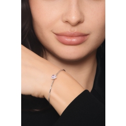 Bracelet rigide en or blanc avec améthyste cœur et diamants 2
