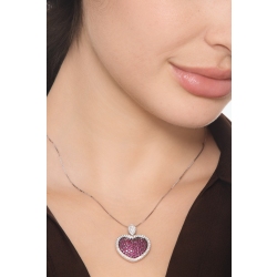 Collier Pendentif Cœur Rubis & Diamants Or Blanc 18k 2