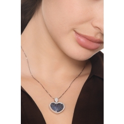 Collier avec pendentif cœur en or blanc 18k et saphirs bleus 2