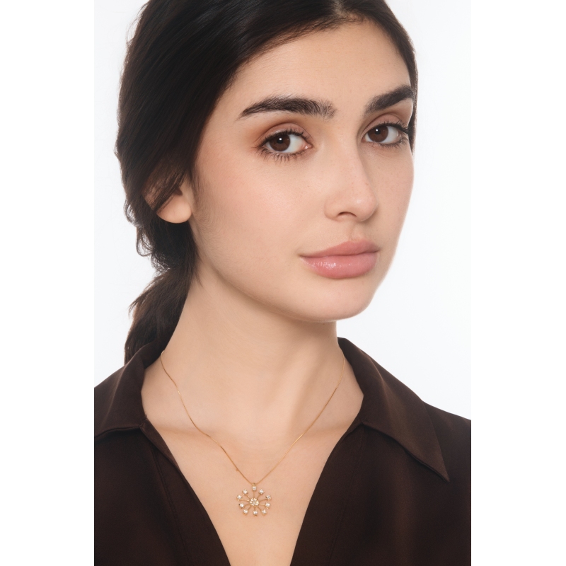 Collier en Or Jaune 18 Carats avec Pendentif Feu d’Artifice et Diamants Naturels