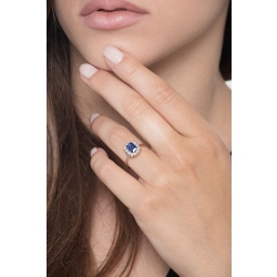 Bague halo en or blanc 18k avec saphir bleu octogonal 2
