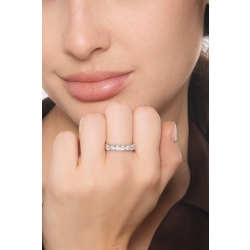 Bague demi tour 7 pierres en or blanc 18k avec diamants ct 1,00 2