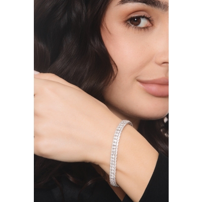 Bracelet tennis avec diamants taille brillant or blanc 18k