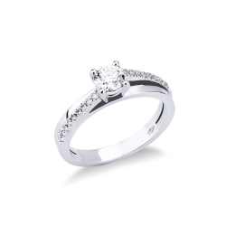 Solitaire or blanc 18K diamant 0,50 ct