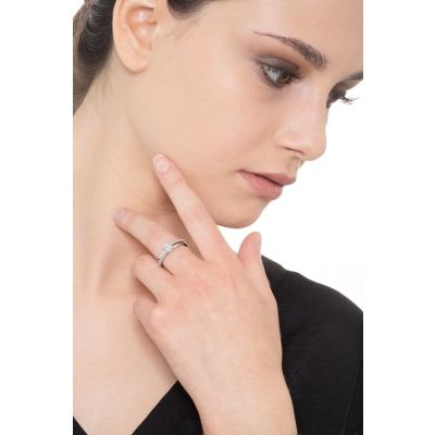 Bague solitaire en or blanc 18K avec diamant de 0,40 ct