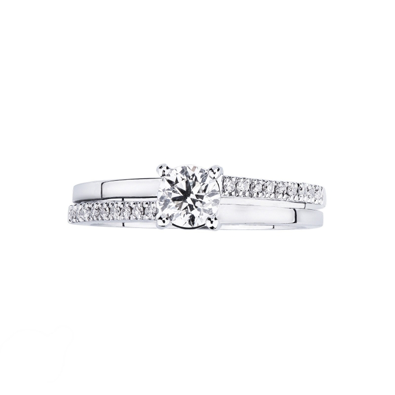 Bague solitaire en or blanc 18K avec diamant de 0,40 ct
