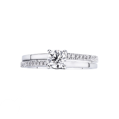 Bague solitaire en or blanc 18K avec diamant de 0,40 ct