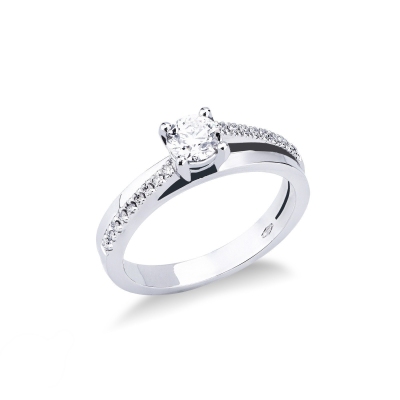 Bague solitaire en or blanc 18K avec diamant de 0,40 ct