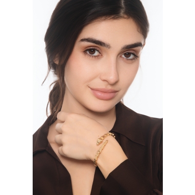 Bracelet ouvert serpent en or jaune 18k