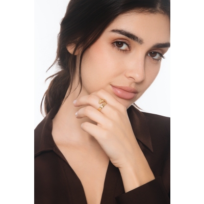 Bague serpent ouverte en or jaune 18k