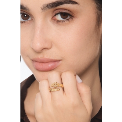 Bague serpent ouverte en or jaune 18k