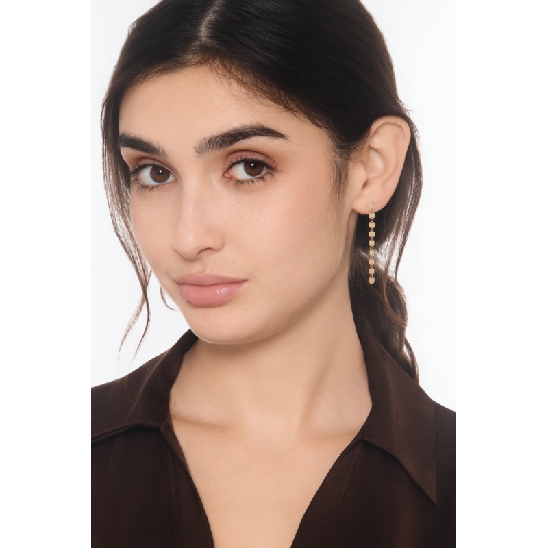 Boucles d’oreilles pendantes hexagonaux en or jaune 18k