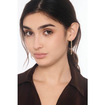 Boucles d’oreilles pendantes hexagonaux en or jaune 18k