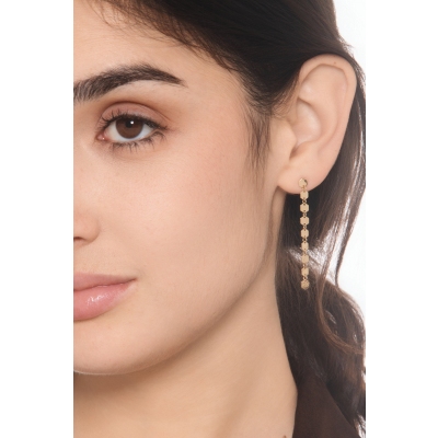 Boucles d’oreilles pendantes hexagonaux en or jaune 18k