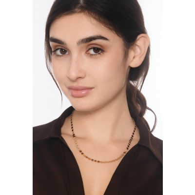 Collier fantaisie hexagonal en or jaune 18k