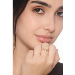 Bague cœur rayé en or jaune 18k 2