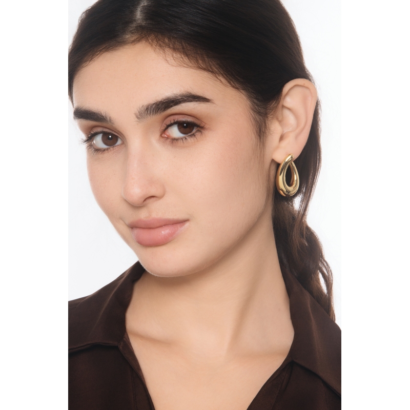 Boucles d’oreilles pendantes ovales en or jaune 18k