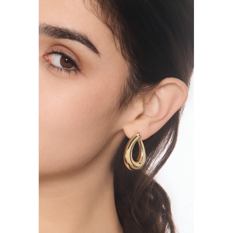 Boucles d’oreilles pendantes ovales en or jaune 18k