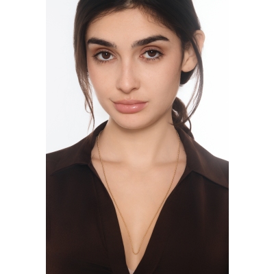 Chaîne femme en or jaune 18k avec design à perles lisses