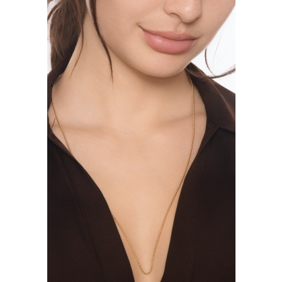 Chaîne femme en or jaune 18k avec design à perles lisses