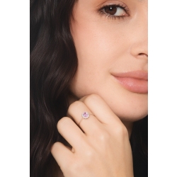 Anillo en oro blanco 18k con zafiro rosa halo y diamantes 2