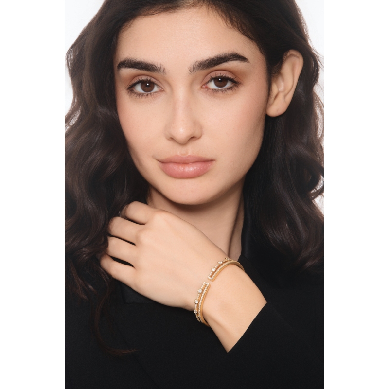 Bracelet semi rigide en or jaune 18k avec diamants