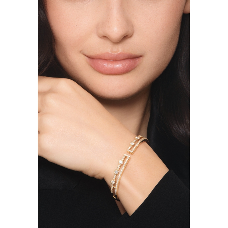 Bracelet semi rigide en or jaune 18k avec diamants