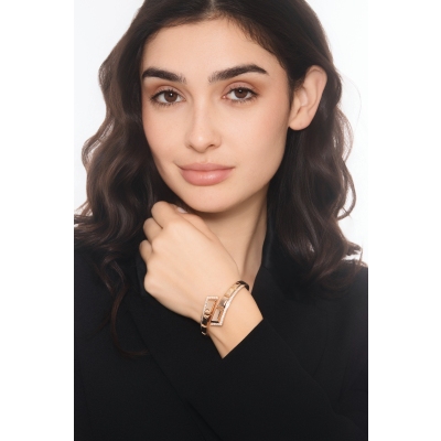 Bracelet semi-rigide à ressort en or rose 18k avec diamants