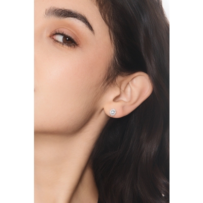 Boucles d’oreilles en or blanc 18k avec aquamarine