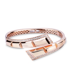 Bracelet semi-rigide à ressort en or rose 18k avec diamants