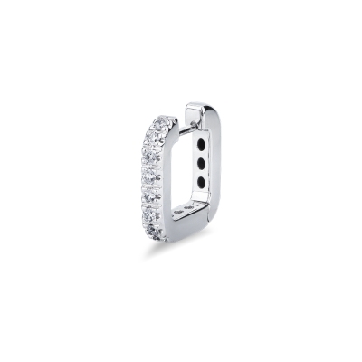 Boucle d’oreille unique rectangulaire en or blanc 18k diamants