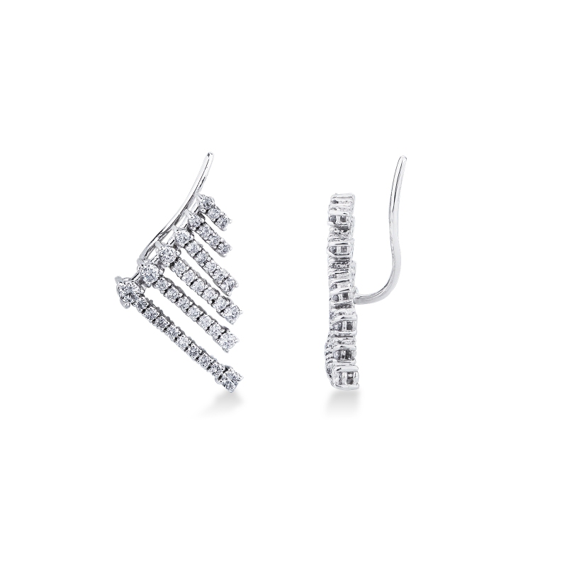 Boucles d’oreilles cascade en or blanc 18k avec diamants
