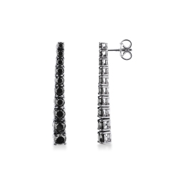Boucles d oreilles tennis en or blanc 18k avec diamants noirs