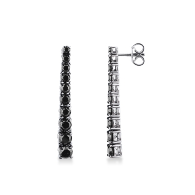 Boucles d oreilles tennis en or blanc 18k avec diamants noirs
