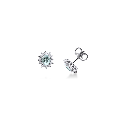 Boucles d’oreilles en or blanc 18k avec aquamarine