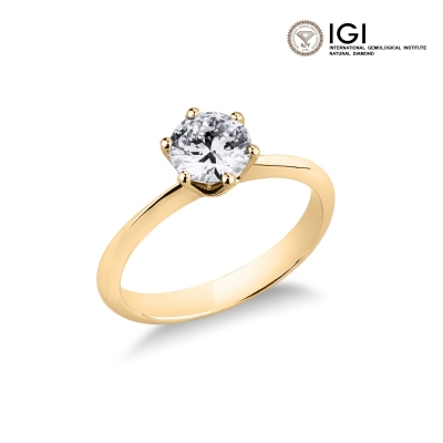 Bague Solitaire Certifiée IGI en Or Blanc 18k avec Diamant de 1ct