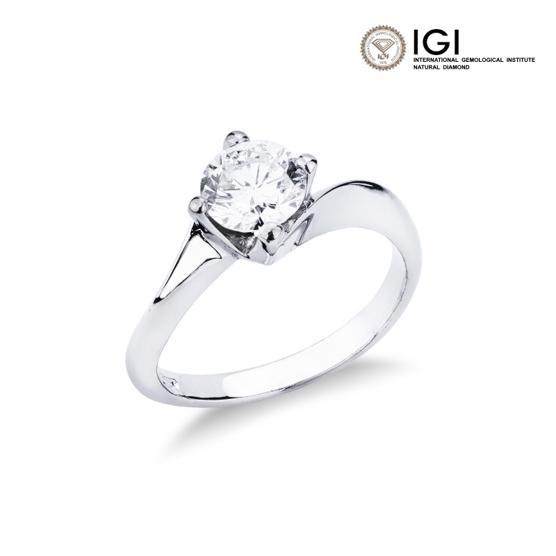 Anneau solitaire certifié IGI diamant blanc ct 1.00