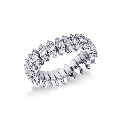 Bague extensible en or blanc 750 avec diamants
