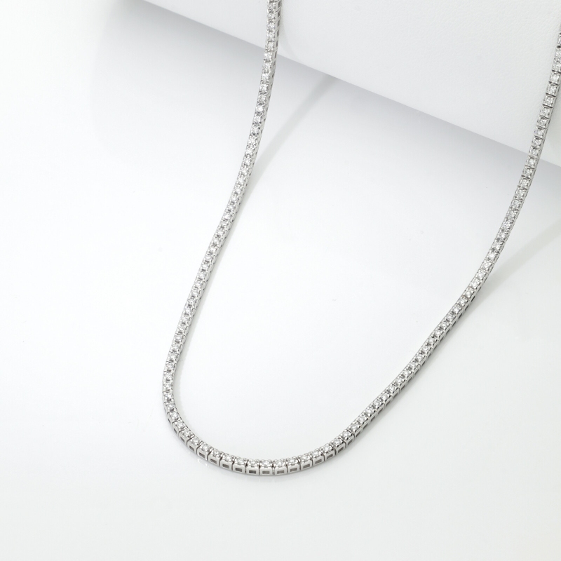 Collier Tennis en Or Blanc 18k avec Diamants Naturels