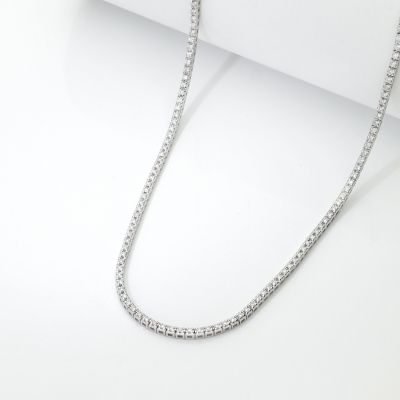 Collier Tennis en Or Blanc 18k avec Diamants Naturels