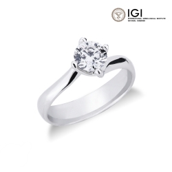 Bague Solitaire en Or Blanc 18k avec Diamant IGI de 0,90ct