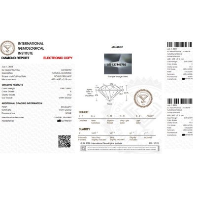  Bague solitaire en or blanc 18K diamant certifié IGI 0.49 ct