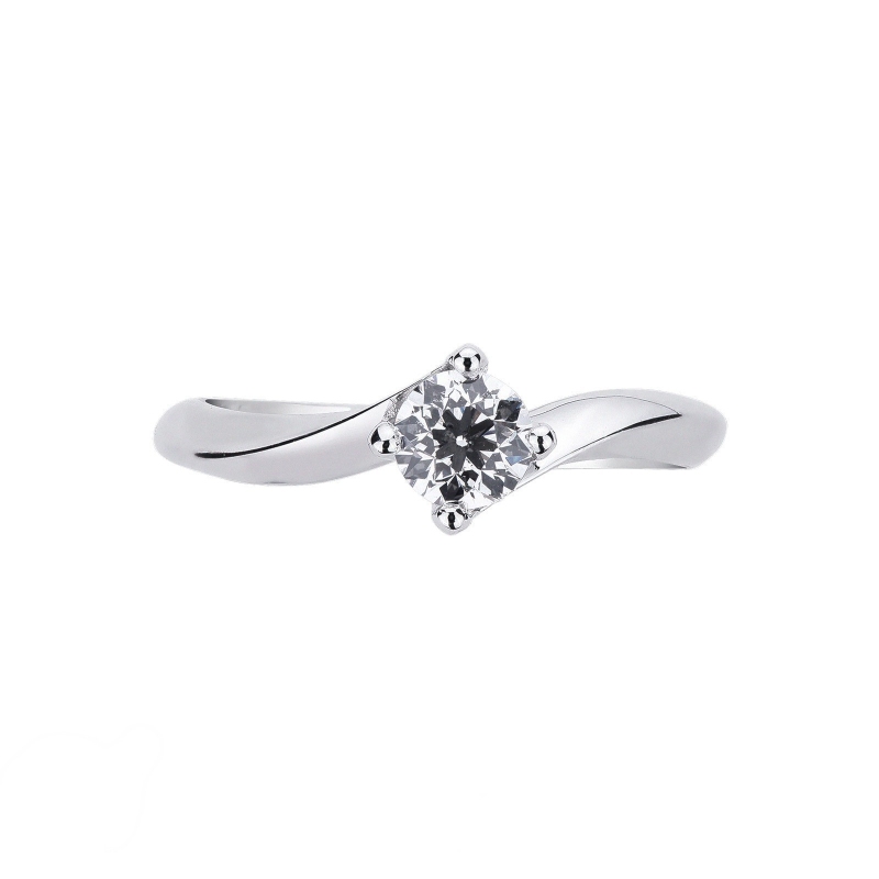  Bague solitaire en or blanc 18K diamant certifié IGI 0.49 ct