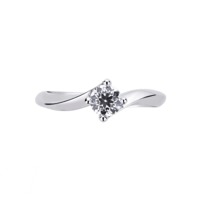  Bague solitaire en or blanc 18K diamant certifié IGI 0.49 ct